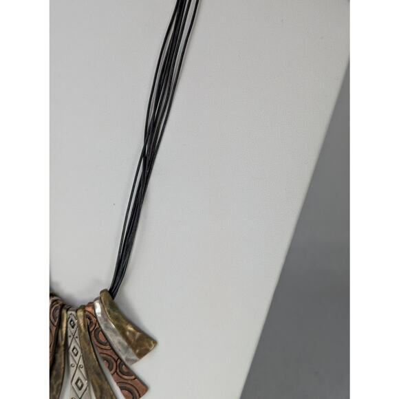 Vintage Chico's mixed metals +Leather necklace 16-20"Ethnic16-20" with extender - Picture 3 of 7